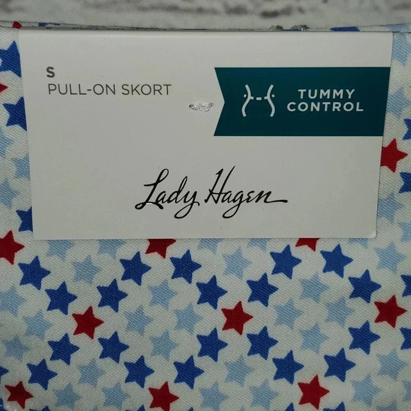 Lady Hagen 17” Tummy Control Skort Golf American Red White Blue Stars Size S NWT - Picture 2 of 9